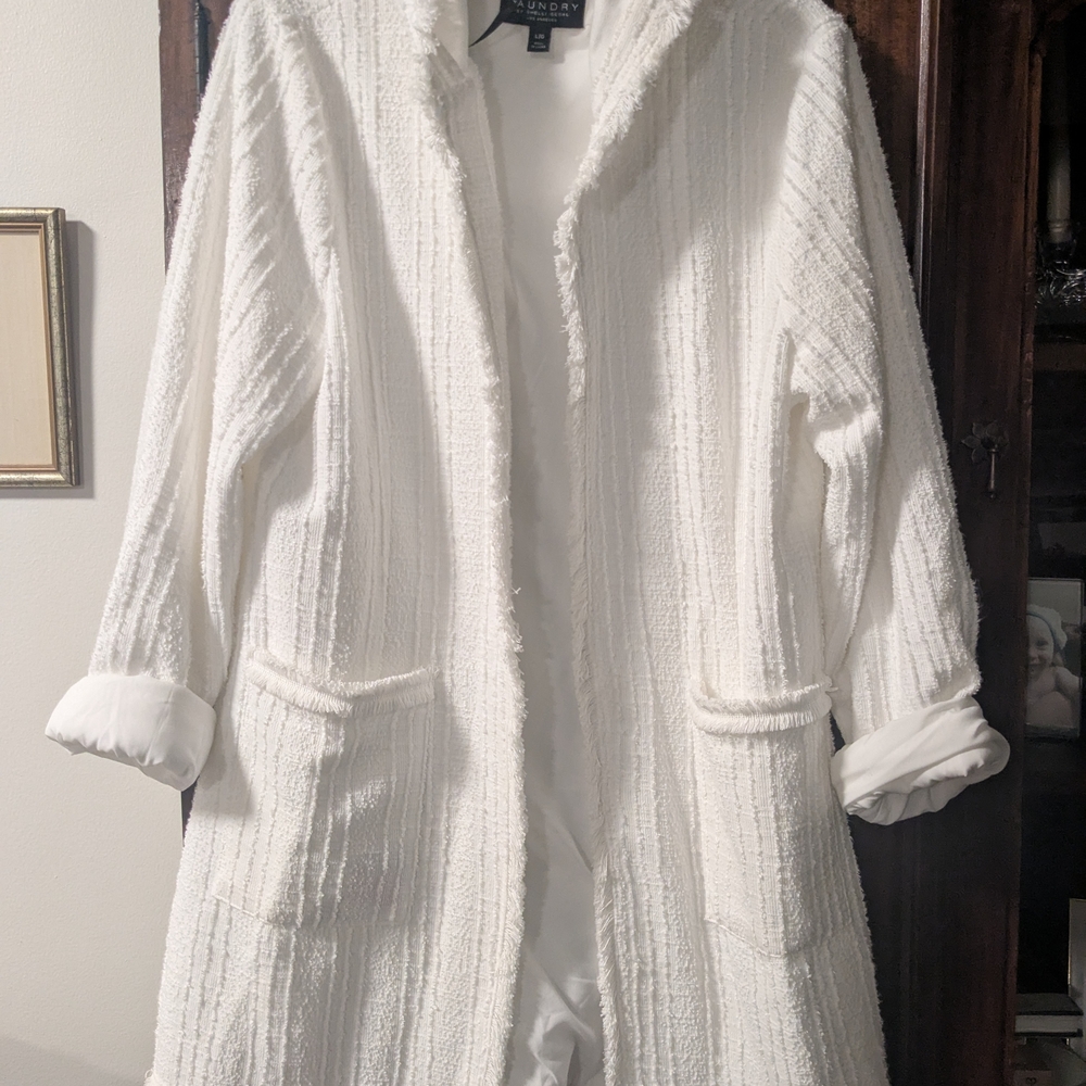 Laundry By Shelli Segal Plush White Teddy Jacket